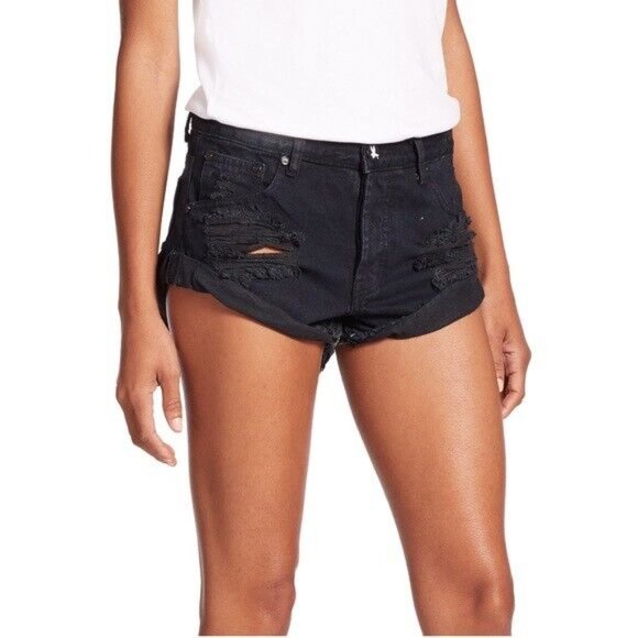 One Teaspoon Pants - One teaspoon Bandits Shorts Relax Fit Long Rise Button Fly Twisted Cuff Women 30